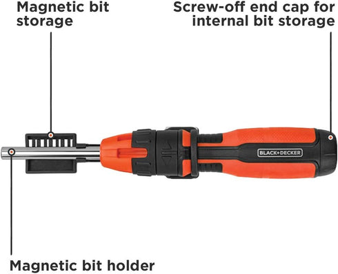 BLACK+DECKER Ratcheting Screwdriver, 10 Bit (BDHT68000)...