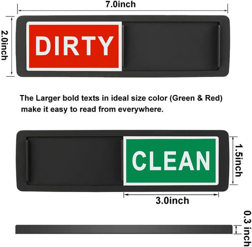Dishwasher Magnet Clean Dirty Sign, Dirty Clean Kitchen Message Sign with Adhesive Stickers Slide Indicator to Show Dishes/Washing Machine Clean o...