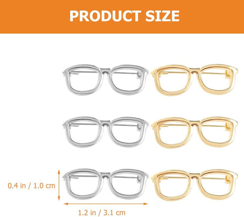 LUOZZY 6pcs Alloy Eyeglasses Shaped Brooches Frame Round Glasses Style Brooches Eyewear Lapel Pin for Women Dress Suit Shirt Collar Jewelry Access...