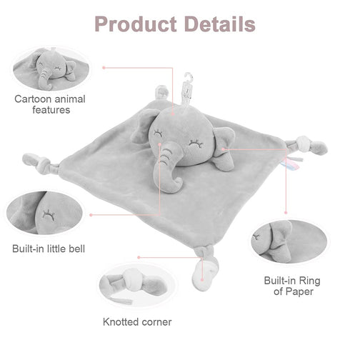 Vicloon Baby Security Blanket, Elephant Security Blanket for Babies, Soft Blanket for Baby Boys and Girls, Baby Snuggle Toy Baby Elephant Stuffed ...