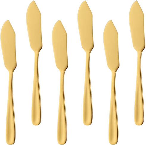 Stainless Steel Cheese Dessert Knives, Set of 6, Breakfast Butter Knife, Slicer Sandwich Spreader(Gold)...