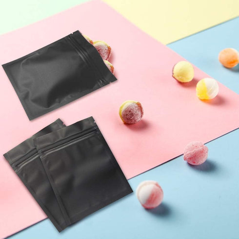 100 Pack Smell Proof Bags 3 x 4 Inch Resealable Mylar Bags Foil Pouch Bag Flat Bag Matte Black...