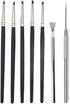 COMIART Artist Sculptural Supplies Tools Set,5pcs Size 0 Silicone Color Shaper Painting Brushes +1pcs Professional Detail Needle +1pcs Feather Wir...