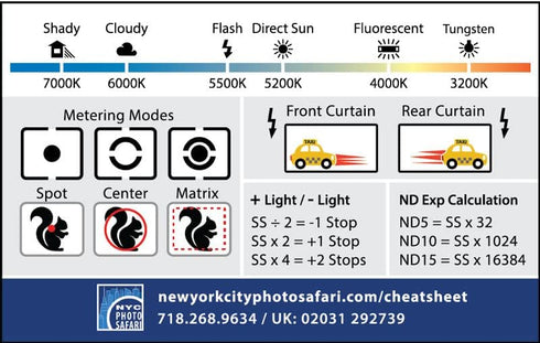 DSLR/mirrorless Photography Cheat Sheets Credit Card Size Reference Card Fits in Pocket/Wallet/Camera Bag. Aperture, Shutter Speed, Exposure Trian...