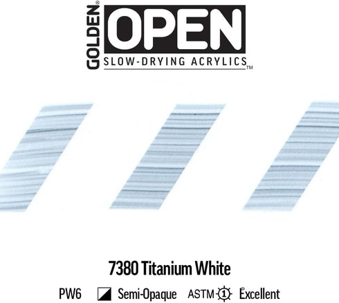 OPEN Slow-Drying Acrylics by GOLDEN, Titanium White, 2 fl oz. tube, Professional Acrylic Paint, Semi-Opaque...