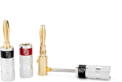 Sewell Silverback Banana Plugs, 24k Gold Dual Screw Lock Speaker Connector, 12 Pairs...