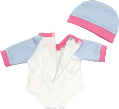 2 Sets 14-16 inch Baby Doll Clothes - 2 Pack Cartoon Print Rompers with Hat Outfits for Baby Doll Boy and Girl...
