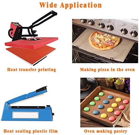 3 Pack PTFE Teflon Sheet 16 x 20" and 3 Rolls 10mm X 33m Heat Resistant Sublimation Tape for Heat Press Transfer Non Stick Paper Reusable Heat Res...