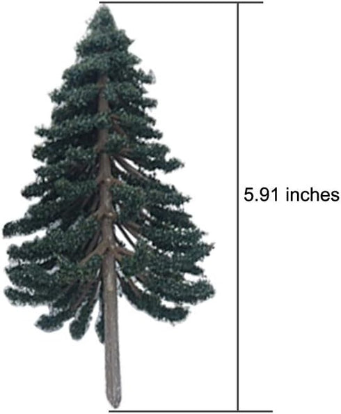 Model Trees Hobby Train Scenery Set Artificial Miniature Pine Cedar Firs Conifers Figurines Décor Toy Kit with Green Leaves and Base DIY for Moss ...