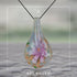Handmade Murano Inspired Blown Glass Lampwork Art Flower Teardrop Necklace Pendant for Women ? Handcrafted Artisan Hypoallergenic Italian Style Je...