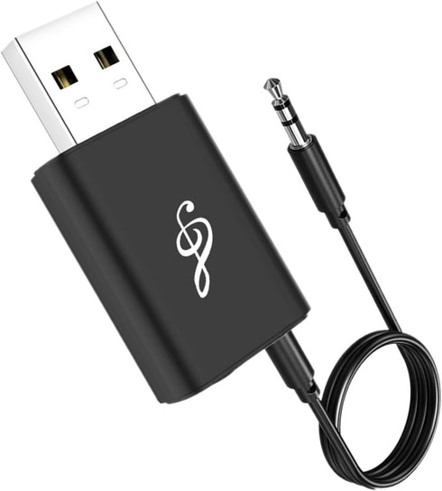 Bluetooth 5.0 Adapter 3.5mm Jack Aux Dongle, Portable Wireless Transmitter Receiver for TV/PC/Headphone/Car/Home Theater, USB Bluetooth Audio Adap...