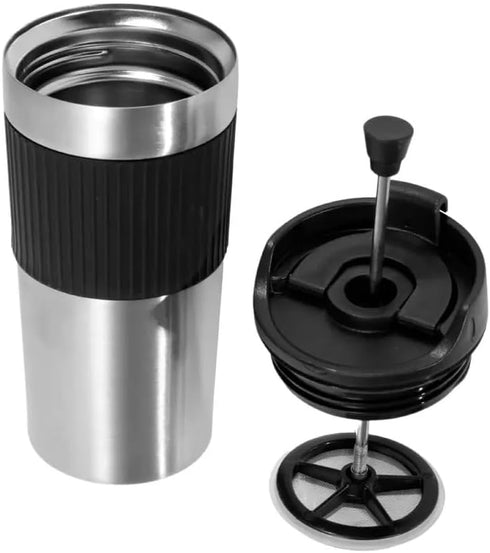 Portable coffee maker, french press, Insulated Mug with double Wall Stainless Steel, 16oz,. French Press Tumbler, French press Mug, Portable coffe...