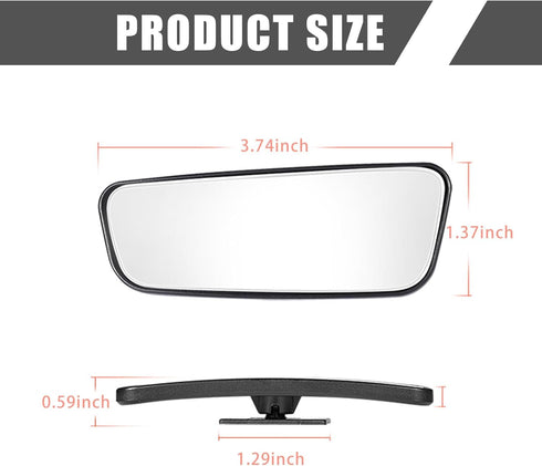 2 PCS Car Rear View Blind Spot Mirror, 3.7" x 1.4" Rectangular Curved Wideangle Auxiliary Rearview Mirror, High-definition Glass Adjustable Anti-g...