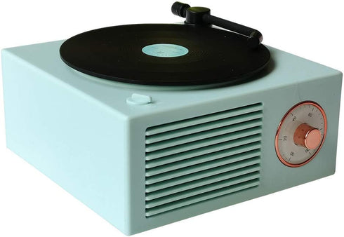 Vinyl Record Player Style Bluetooth Speaker Old Fashioned Classic Style Green Cute Look Gift for Girls Bass Enhancement Loud Volume Speaker by Wet...