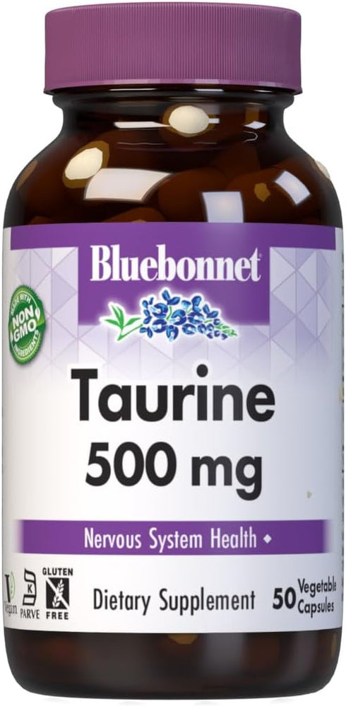 Bluebonnet Taurine 500 mg Vitamin Capsules, 50 Count...