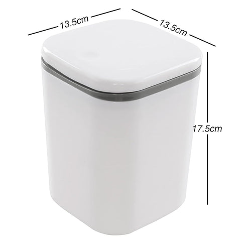 0.5 Gallon Tiny Countertop Trash Can, Mini Desktop Garbage Can with Push-Button, White...