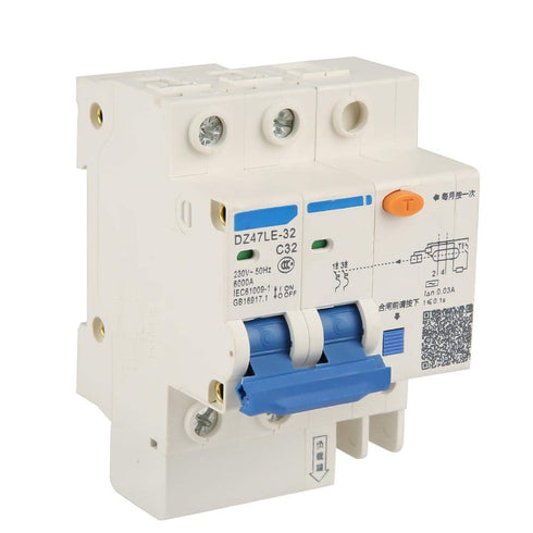 Oumefar Circuit Breaker, RCCB 2P + N Leakage Protection 32A Miniature Disconnect Switch 30mA High Sensitivity RCD Switch for Electrical Home Decor...