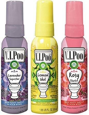 Air Wick V.I.P. Pre-Poop Toilet Sprays | Lemon/Lavender/Rosy Starlet Scents | Contain Essential Oils | Travel size Air Fresheners | Up to 100 uses...