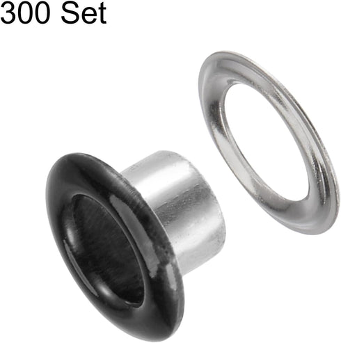 HARFINGTON 300set Grommets Kit Metal Eyelets 4.5mm 3/16" Hole Tiny Grommet with Washers for Shoes Clothes Belt Tag Bag Fabric Leather DIY Project,...