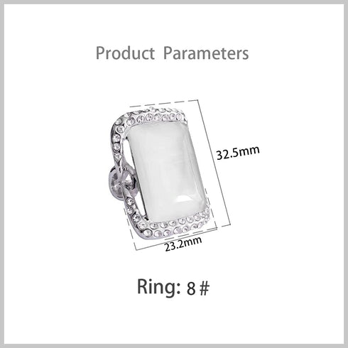 Retro Big Rectangle Statement Ring for Women Girls Silver Plated Cubic Zirconia Geometric Band Rings Comfort Fit CZ Engagement Wedding Mother's Da...