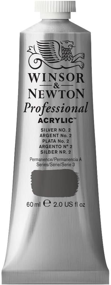 Winsor & Newton Professional Acrylic Paint, 60ml (2-oz) Tube, Silver No. 2...