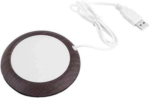 USB Cup Warmer Coaster Coffee Mug Warmer for Desk, Heating Pad Desktop Wood Grain Heat Beverage Mug Mat Tea Coffee Heater Pad for Home & Office(Da...