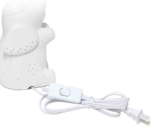 Simple Designs LT3337-WHT White Porcelain Fun Shaped Sitting Night Light Table Lamp, Elephant...