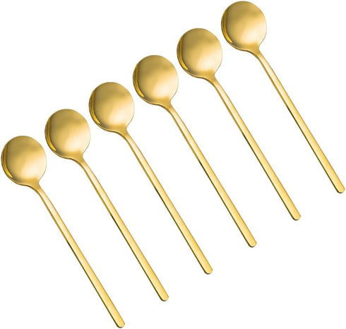 Pack of 6, Gold Plated Stainless Steel Espresso Spoons,lyfLux Mini Teaspoons Set for Coffee Sugar Dessert Cake Ice Cream Soup Antipasto Cappuccino...