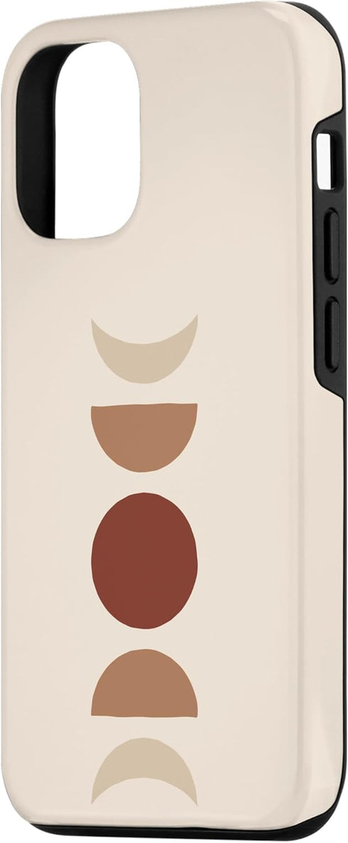 iPhone 12/12 Pro Phases of Moon Boho Beige Rust Red Burnt Orange Case...