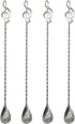 4Pcs 12inch Musical Note Bar Spoon 18/10(304) Stainless Steel Cocktail Shaker Spoon Long Spiral Handle Stirring Spoon for Bartender Mixing Ice Tea...