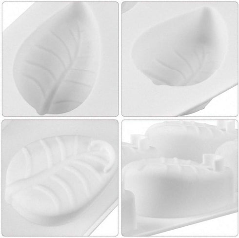 6 Cavity Large Leaf Baking Pan Silicone Molds for Chocolate Candy Gummy Gelatin Jello Jelly Mousse Cake Soap Bath Bombs Crayons Wax Melt Plaster I...