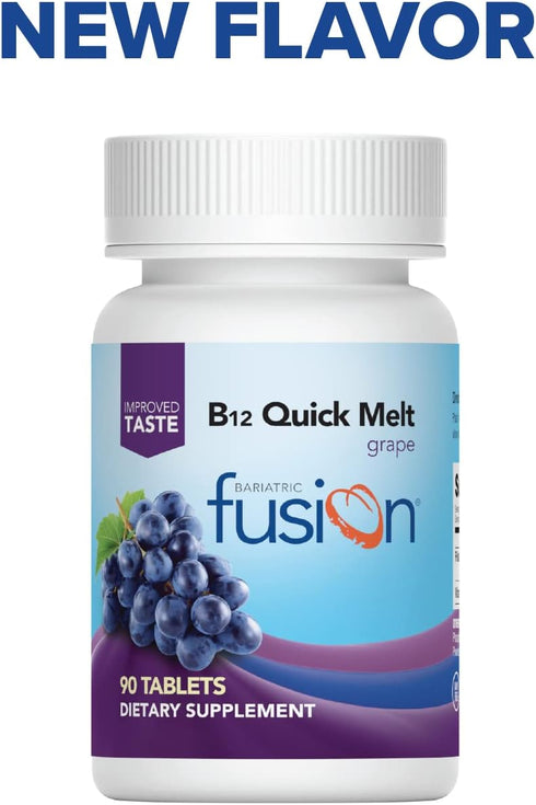Bariatric Fusion Vitamin B12 Quick Melt | Grape Flavored Tablets | Dissolves On Your Tongue | Post Bariatric Surgery Patients | Gluten, Dairy & So...