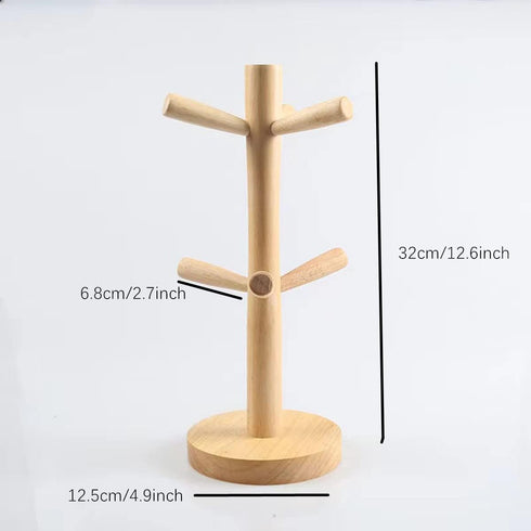 Mug Holder Tree, Bamboo Mug Tree Stand, Countertop Mug Tree, Coffee Cup Stand for Countertop, Coffee Cup Holder with 6 Hooks...