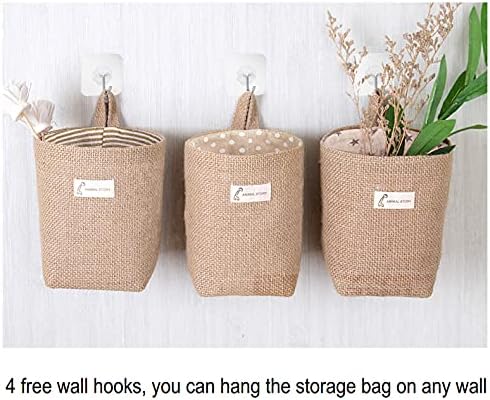 4 PCS Storage Basket,Wall Hanging Storage Bag,Small Hanging Baskets Wall,Hanging Pocket,Hanging Wall Storage,Wall Basket Storage,Baskets Hanging o...