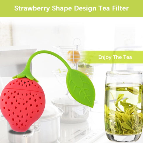 8PC Silicone Tea Strainers for Loose Tea, Cute Strawberry Shape Tea Infuser Set, Tea Ball Strainer Tea Filters for Loosing Leaf, Gripping Ice Cube...