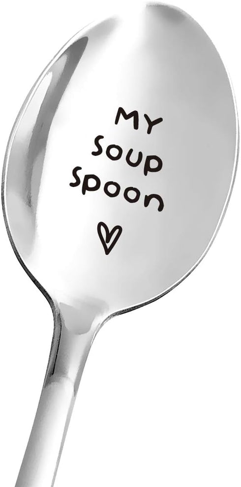 My Soup Spoon Engraved Stainless Steel for Women Men - Soup Lover Gift for Dad Papa Mom Nana Daughter Son Friends - Perfect Gifts for Birthday/Val...