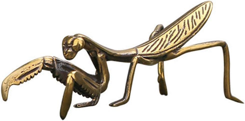 Metal Mantis Brass Praying Mantis Mini Fairy Garden Animal Figurines Lawn Patio Tree Ornaments Sculpture Micro Landscape Ornaments for Backyard De...