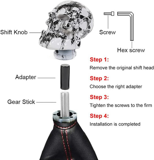 muge racing Skull Shift Knob Transmissions Gear Shifter Knob Fit Most Manual Automatic Cars Truck SUV Black...
