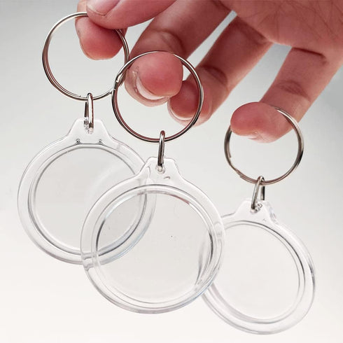25PCS Clear Acrylic Photo Keychains - Round Blank Insert Photo Picture Frame Split Ring Keychain Snap In - Wallet Friendly Key Ring for Women & Me...