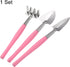 MECCANIXITY Gardening Tools 3 Pack Iron Spade Rake Transplanting Plants Care Digging Kits, Pink...