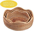 Handmade Rattan Round Fruit Basket Food Storage Bowls Kitchen Organizer Snack Serving Bowl Wavy Edge Circle Tray Basket, Boho Home Décor Display T...