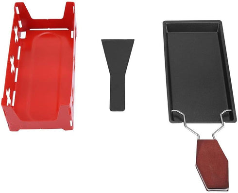 Raclette Table Grill, Portable Cheese Raclette Non-Stick BBQ Cheese Melt Pan Cheese Raclette with Foldable Handle Baking Tray Stove Set Home Kitch...