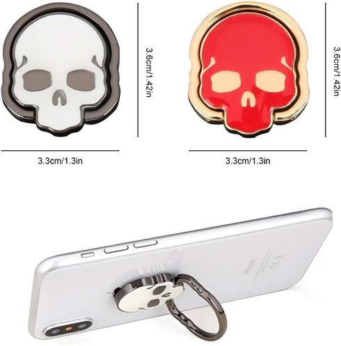 3 Packs Skull Shape Phone Ring Holder in 3 Colors, DaKuan 180° Adjustable Metal Stand Finger Grip Kickstand (Black, White, Red)...