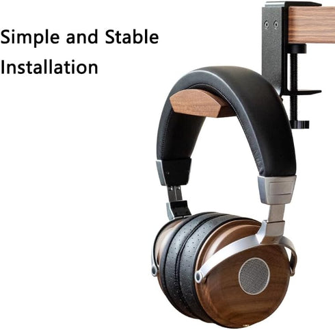 Headset Holder with Walnut Wood and Solid Metal, Headphone Holder Adjustable Design Headset Hanger Compatible with all Headphone Sizes (Walnut)......