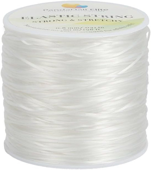 PH PandaHall 60 Yards Clear Elastic String Cord, 0.8mm Polyester Stretch Thread Elastic Bracelet Rope Crystal Beading Cord for Party Decor Jewelry...