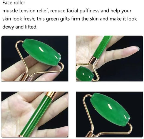 Facial Massage And Scraping Skin Care Tool And Neck Roller Set For Skin Care, Reducing Puffiness And Improving Facial Wrinkles (Green)...