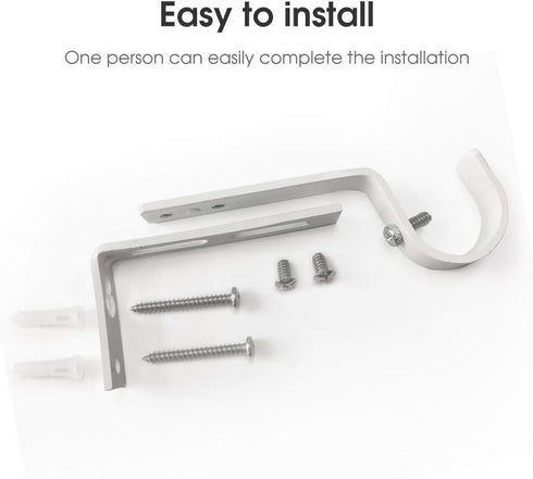 Curtain Rod Brackets Heavy Duty Drapery Hardware Adjustable Rod Holders for 7/8 or 1 Inch Rods, Set of 3 (White, fits rods up to 1 inch)...