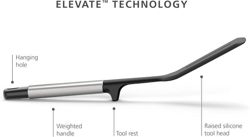 Joseph Joseph Elevate Silicone Slotted Turner with Integrated Tool Rest, One Size, Stainless Steel...
