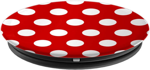 Red and White Polka Dot Pattern Circle Fashion Red Polka Dot PopSockets Adhesive PopGrip...