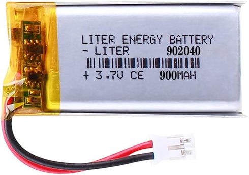 3.7V 902040 900mAh Lithium Polymer ion Battery Rechargeable Polymer Battery Pack with JST 2.0mm Connector...